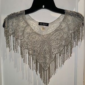 Silver beaded mesh collar